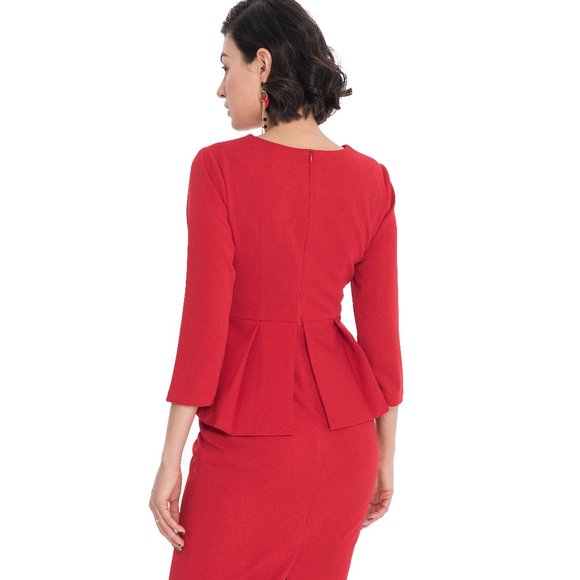 ALANTINO WORK OFFICE PEPLUM SILHOUETTE DRESS - Picture 4 of 5